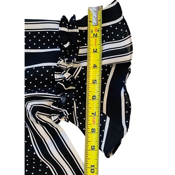 Emilio Pepe Top Women’s Flutter Puff Sleeves Blouse Black White Size Medium - Picture 10 of 10